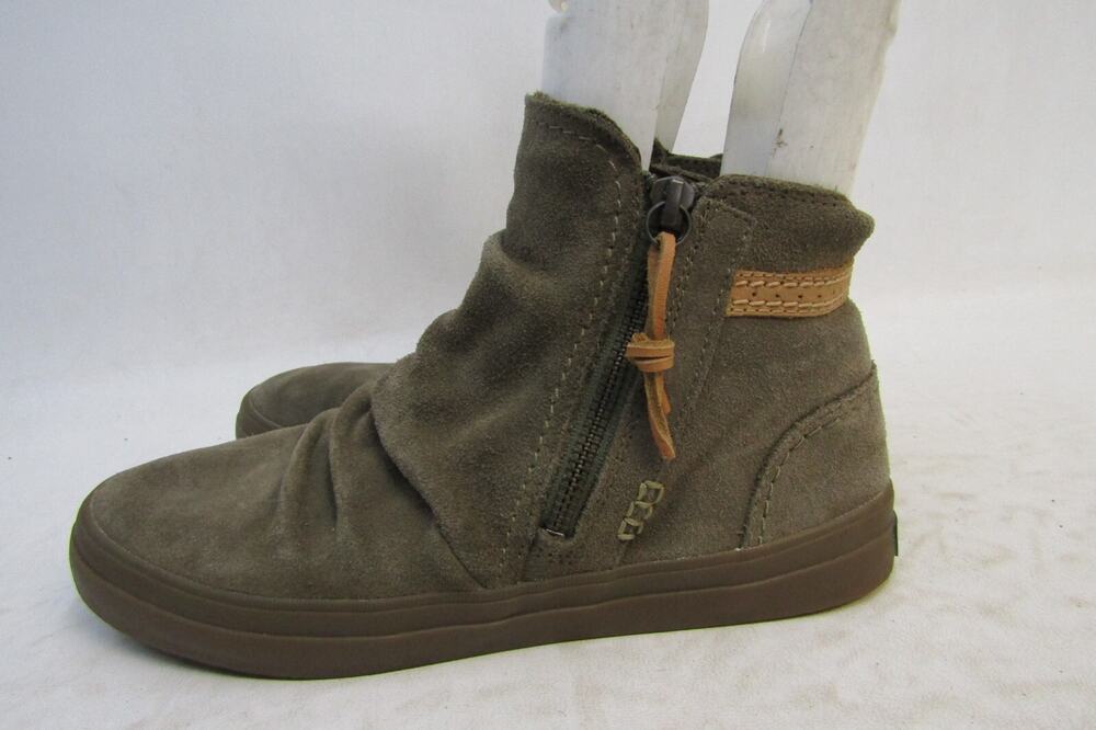 Sperry Top Sider Women Size 7.5 M Olive Suede Zip Ankle Fashion Boots Bootie